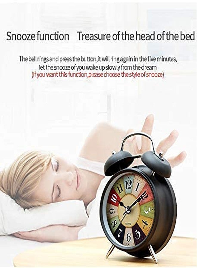 ELEXIQ Brass Twin Bell Edition Vintage Look Table Alarm Clock with Night LED Display (Black) - Image 4